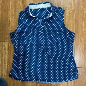 Eden & Olivia Blue Sleeveless Polo Blouse size L